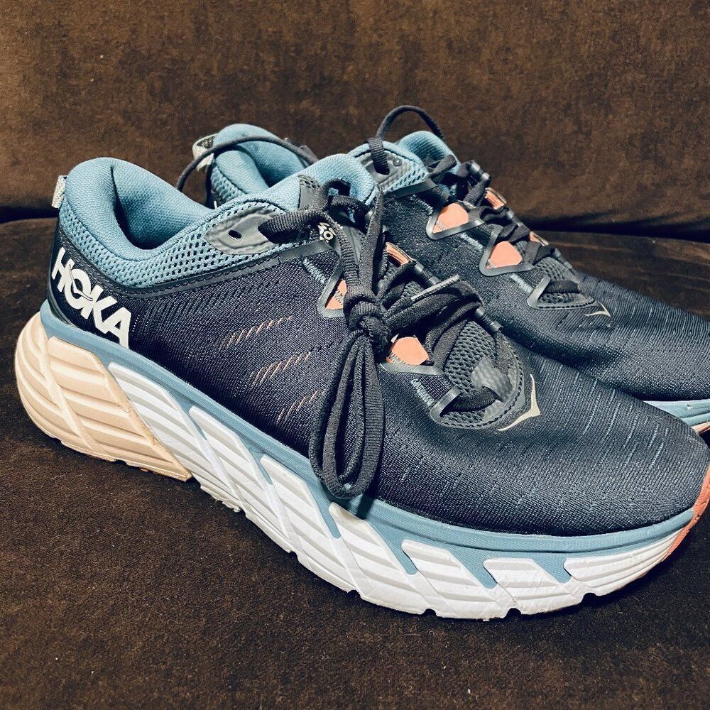 HOKA ONE ONE GAVIOTA 3 WOMEN SZ9.5 B RUNNING SHOES BLUE near mint condition